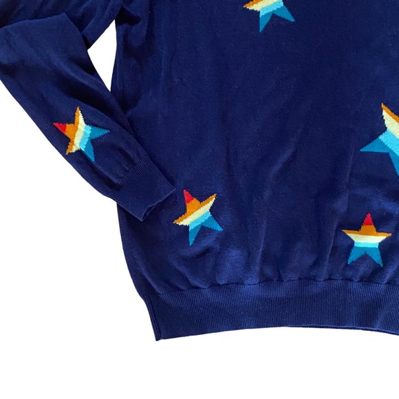 SugarHill Brighton Rita Rainbow Star Celestial Knit Jacquard Light Sweater-M - Picture 5 of 16